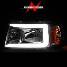 Load image into Gallery viewer, ANZO 2001-2011 Ford Ranger Crystal Headlights with Light Bar, Chrome Housing and Clear Lenses
