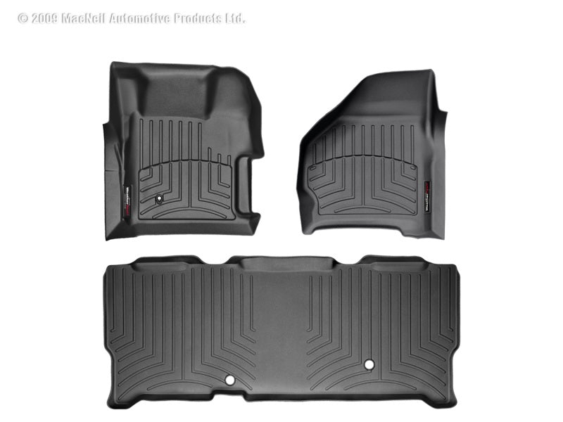 WeatherTech FloorLiner DigitalFit for 2006-2007 Ford F-250 and F-350 Super Duty - Front and Rear Black Floor Mats with 4-Wheel Drive Shifter Cutouts