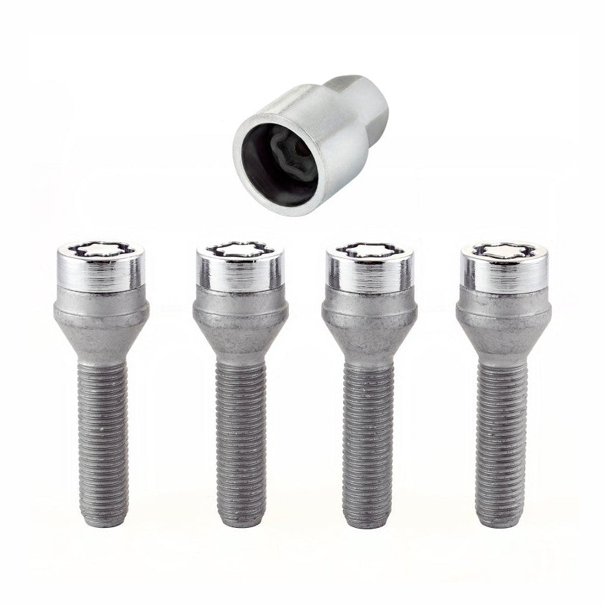 McGard Chrome Cone Seat Wheel Lock Set (M12 x 1.5 Thread) – 4 Locks and 1 Key