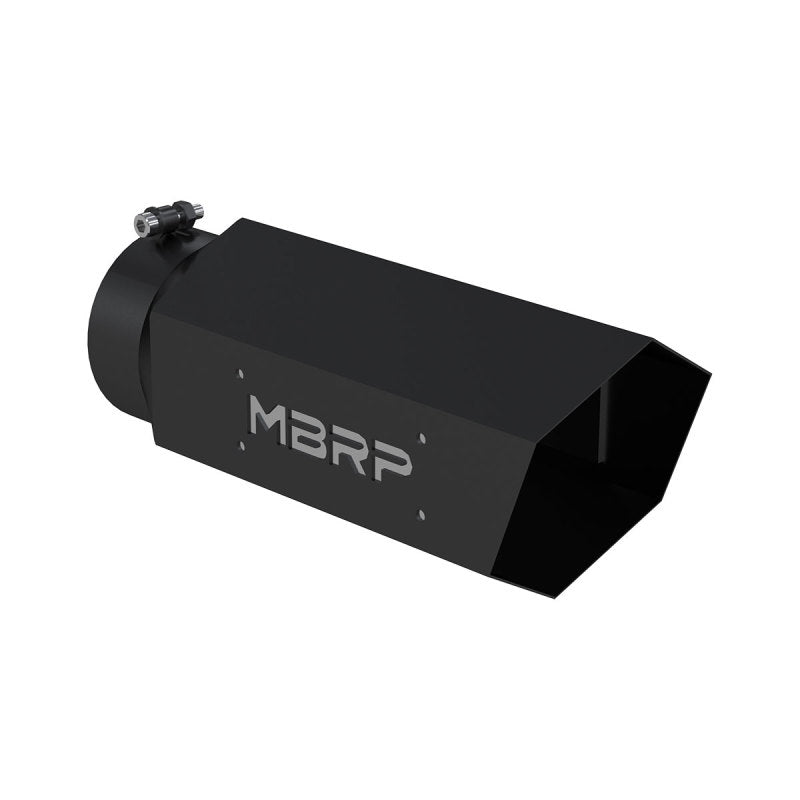 MBRP Universal Hex Exhaust Tip - 5 Inch Inlet, 16 Inch Length, Black Coated with Logo