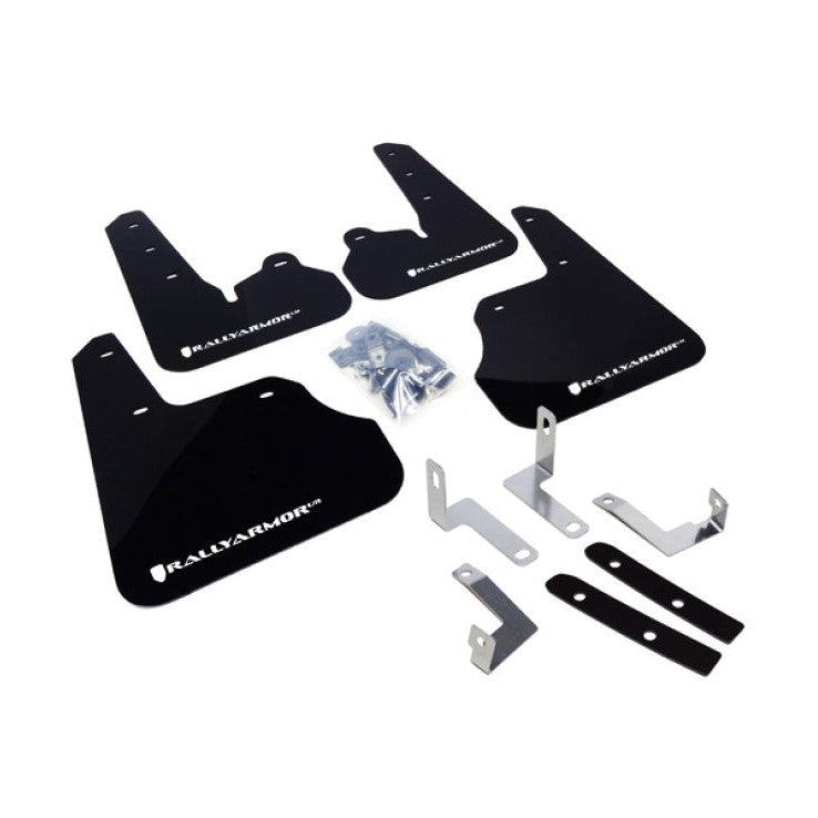 Rally Armor 12-16 Subaru Impreza 4D/5D Black UR Urethane Mud Flaps with White Logo