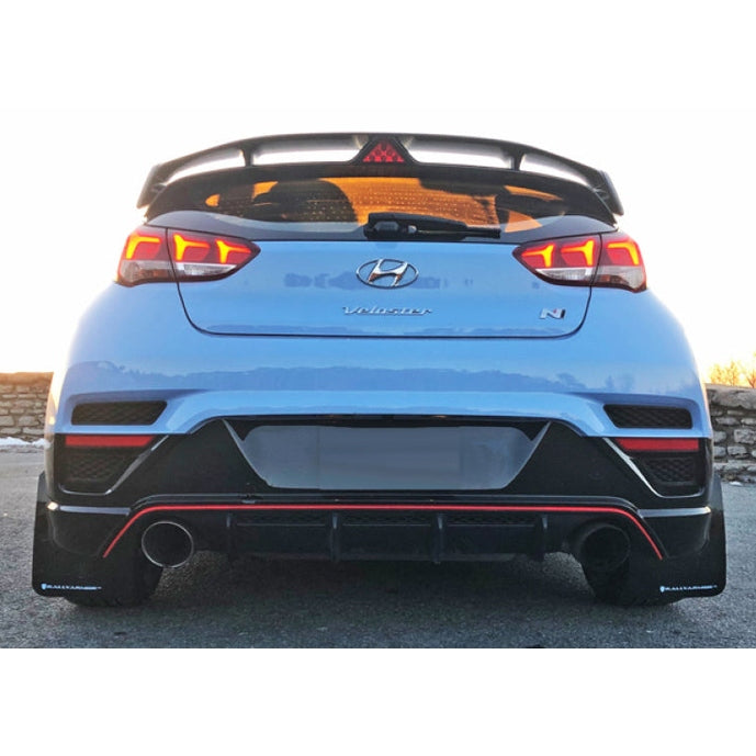 Rally Armor 19-22 Hyundai Veloster N Red UR Mud Flap with White Logo