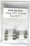 Bussmann GMA-5A 5 Amp Glass Fast Acting Cartridge Fuse, 125V UL Listed, 5-Pack