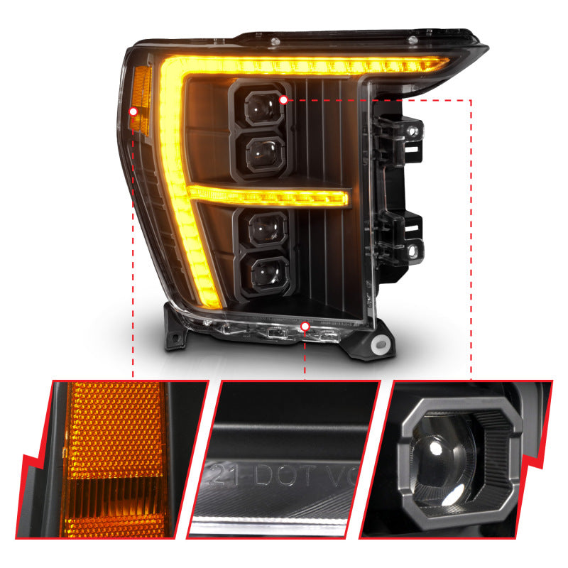 ANZO Z-Series Full LED Projection Headlights for Ford F-150 (2019-2023) Passenger Side - Factory Halogen Model