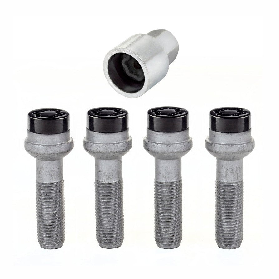 McGard Wheel Lock Bolt Set – Radius Seat, M14 x 1.5 Thread, 17mm Hex, Black Finish