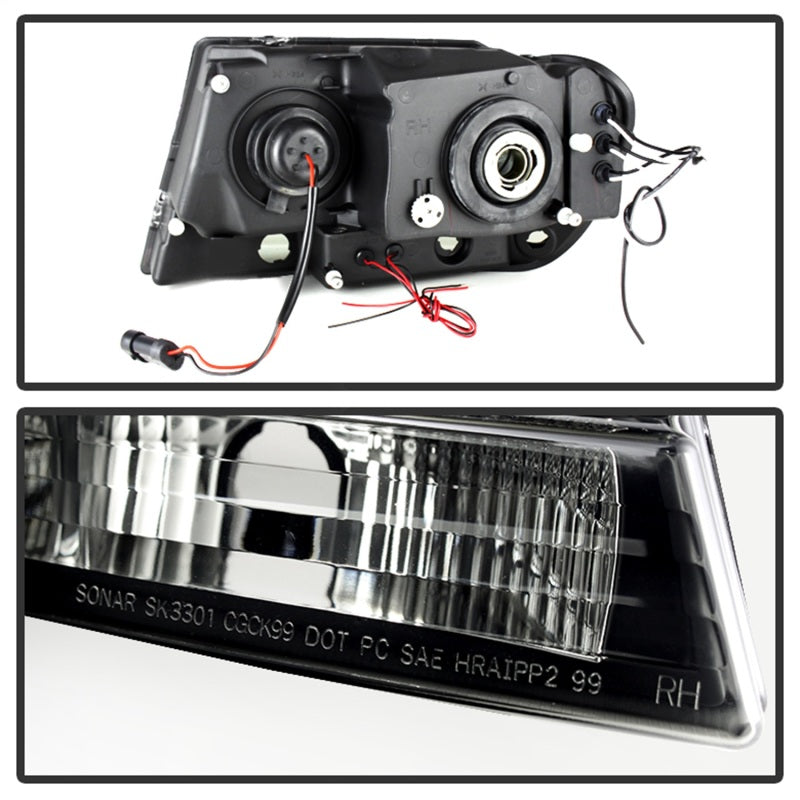 Spyder Jeep Grand Cherokee 99-04 Projector Headlights with LED Halo - Black Smoke