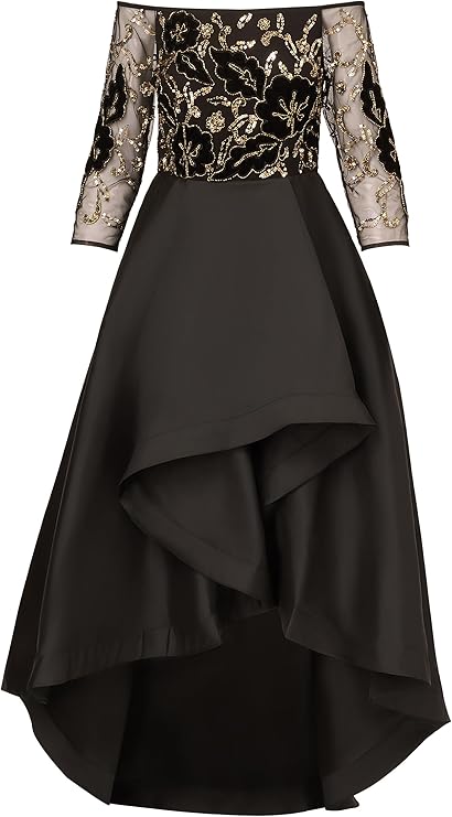 Adrianna Papell Women's Beaded Taffeta Gown, Black/Gold