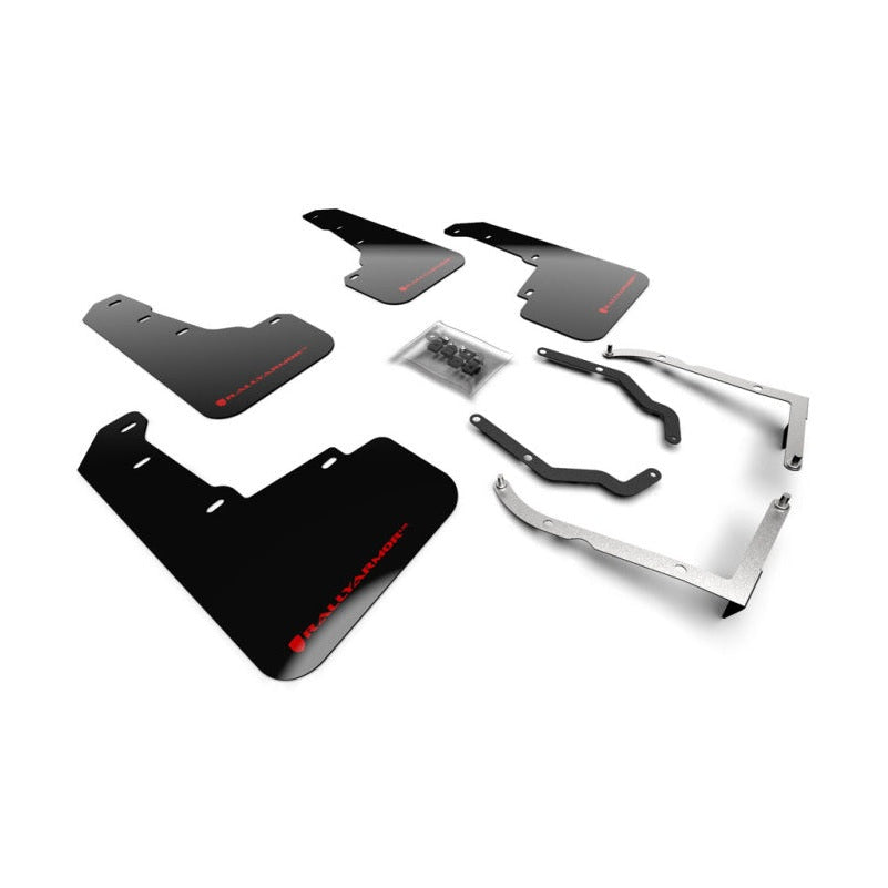 Rally Armor 18-23 Subaru Crosstrek Black UR Mud Flap with Red Logo - Premium Polyurethane Protection