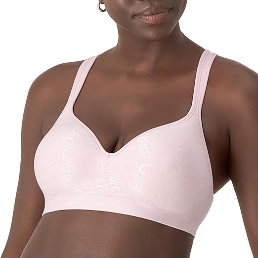 Bali Designs Women's Comfort Revolution Wire Free Bra, Hush Pink Swirl, 38B