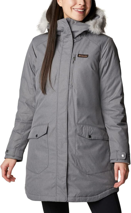 Columbia Women's Suttle Mountain Long Insulated Jacket, City Grey, 2X Plus