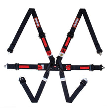 Load image into Gallery viewer, RaceQuip Black FIA 6-Point Pull-Up Lap FHR Formula Safety Harness (Part #RQP857007)