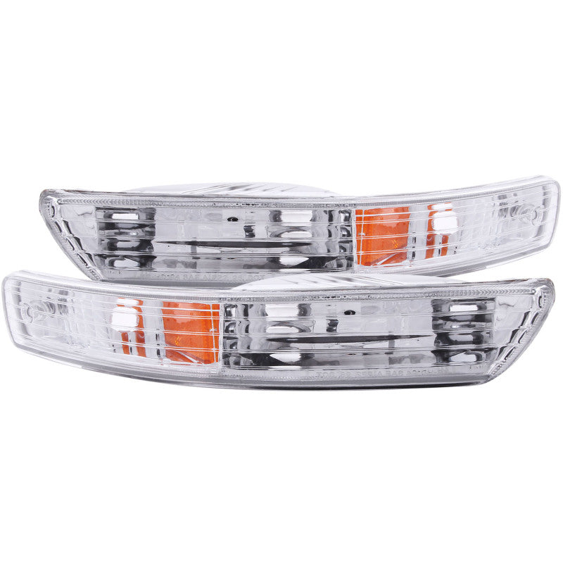 ANZO 1998-2001 Acura Integra Euro Parking Lights with Clear Lens, Chrome Housing, and Amber Reflector