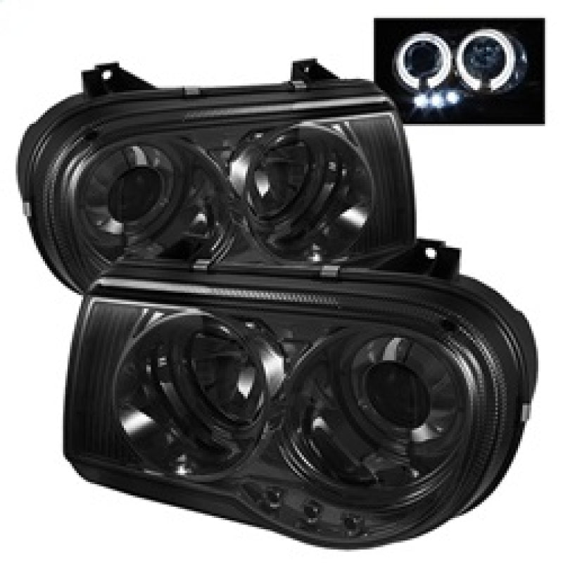 Spyder Chrysler 300C 2005-2010 Projector Headlights with LED Halo and Smoke Finish * Part Number PRO-YD-C300C-HL-SM