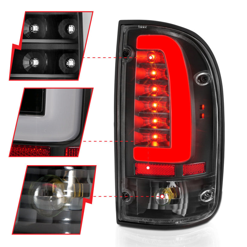 ANZO 95-00 Toyota Tacoma LED Taillights with Black Housing and Clear Lens – Pair