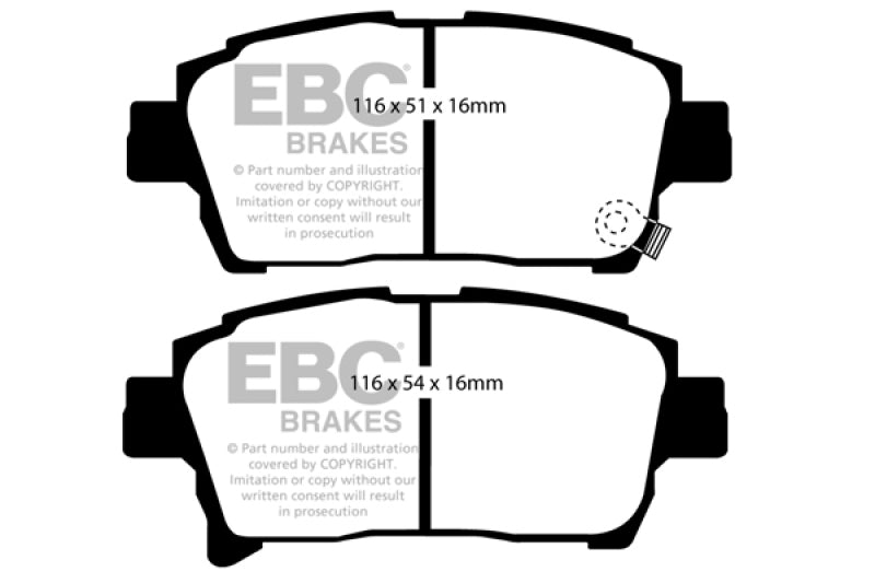EBC Yellowstuff Front Brake Pads for Toyota Prius and Scion XA * High-Performance Street and Track Use