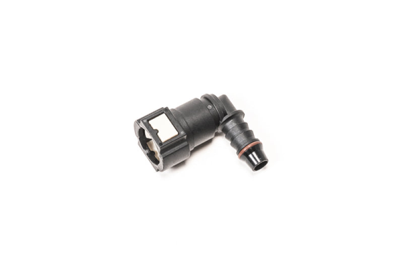 Radium Engineering 10mm SAE Female to 3/8 Inch Barb Quick Connect, 90 Degree Elbow