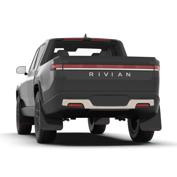 Rally Armor UR Series Mud Flaps for 2022-2024 Rivian R1T – Durable Black with Dark Grey Logo