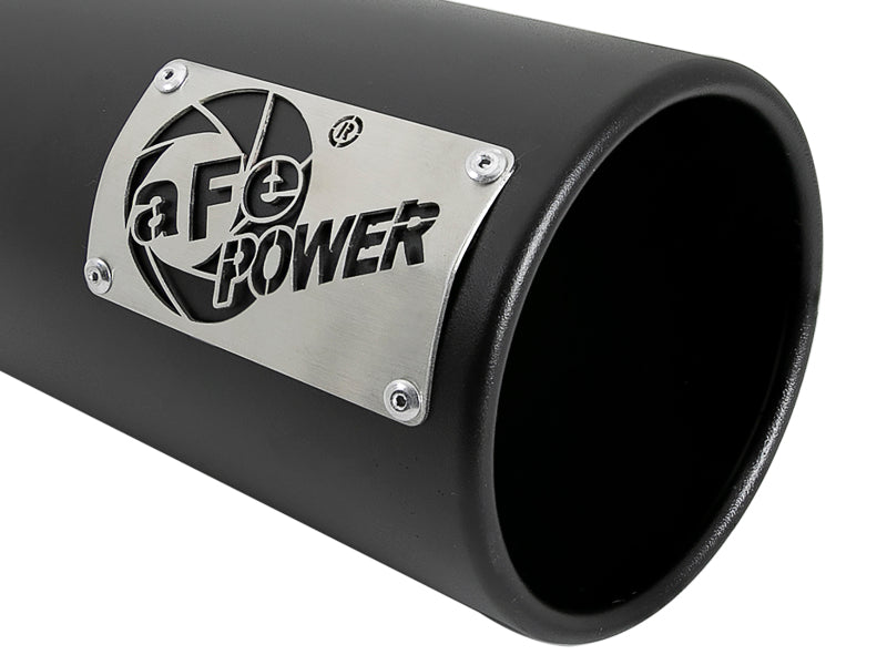 aFe Saturn 4S 4-inch Intercooled Exhaust Tip with Black Finish, 4-inch Inlet x 5-inch Outlet, 12-inch Length