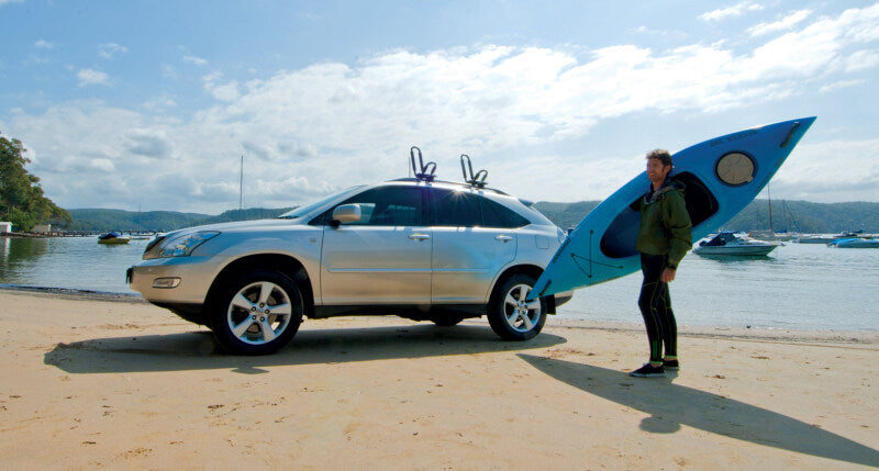 Rhino-Rack Fixed J Style Kayak Carrier Pair - Side Loading Roof Rack Mount for Kayaks and Canoes