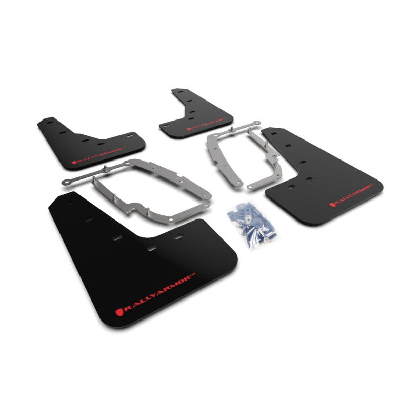 Rally Armor UR Series Mud Flaps for Tesla Model 3 (2017-2023) – Black with Red Logo