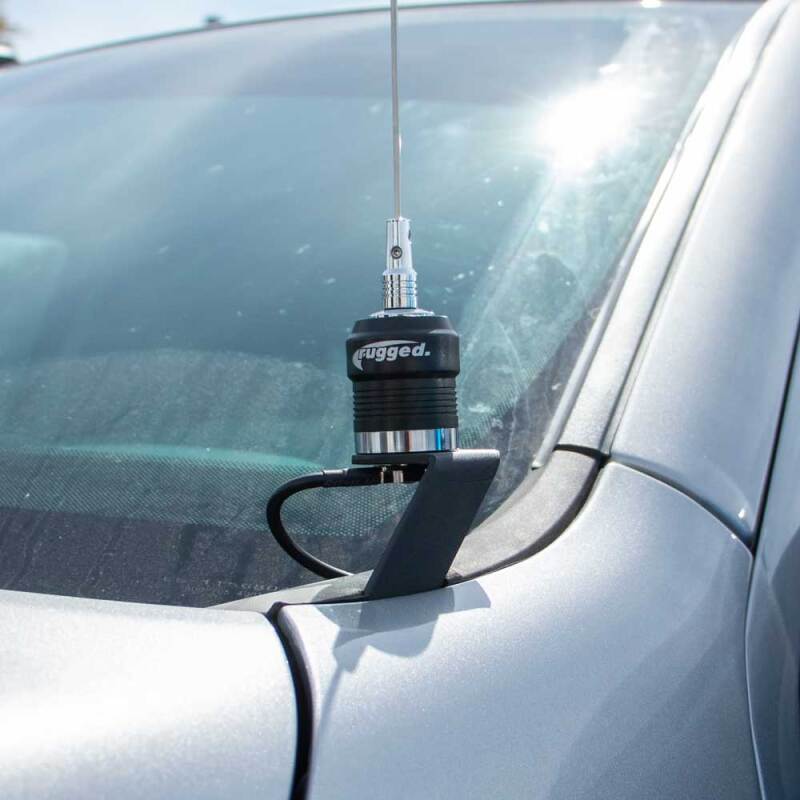 Rugged Radios A-Pillar Antenna Mount for Ford F-Series, Chevy Silverado, Dodge Ram with Adapter Plate - Rugged Radios Part RGDANT-FENDER-KIT