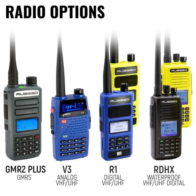 Rugged Radios MOTO MAX Communication Kit with HD Offroad Cables and R1 (Blue) - Business Band Radio