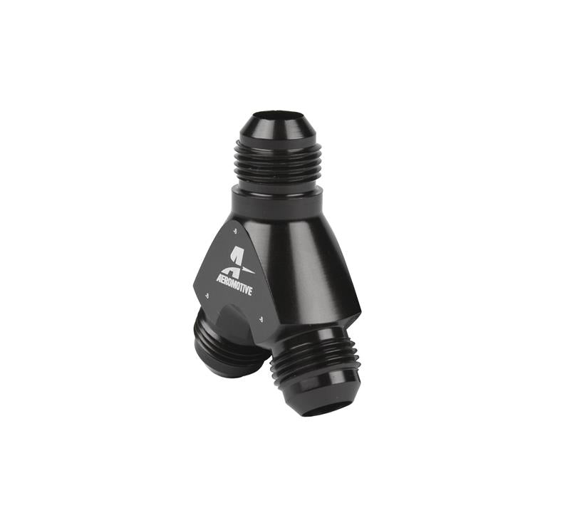 Aeromotive Y-Block Fuel Fitting - AN-08 to 2x AN-08 for High-Performance Fuel Delivery