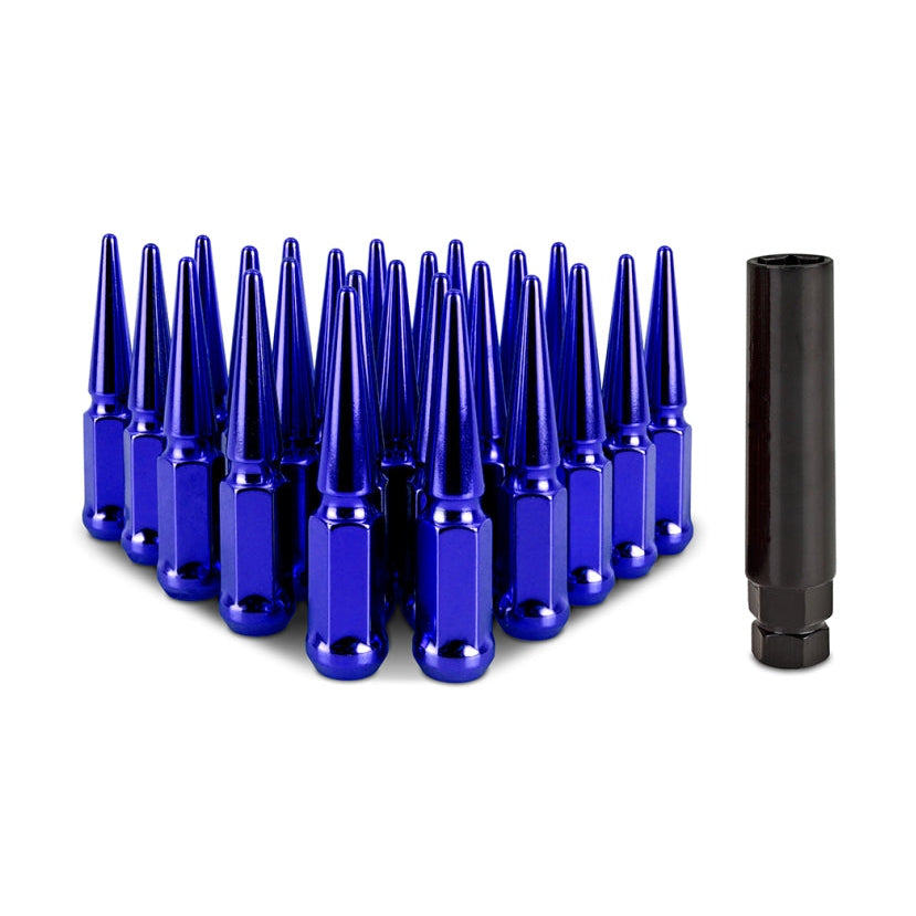 Mishimoto Steel Spiked Lug Nuts M14 x 1.5 – Blue, 24-Piece Set