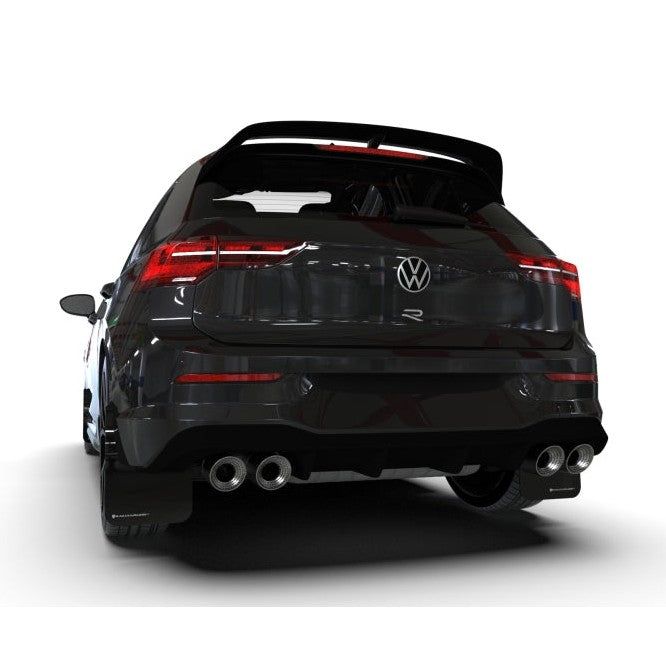 Rally Armor 22-25 VW MK8 Golf GTI and Golf R Black UR Mud Flaps with White Logo