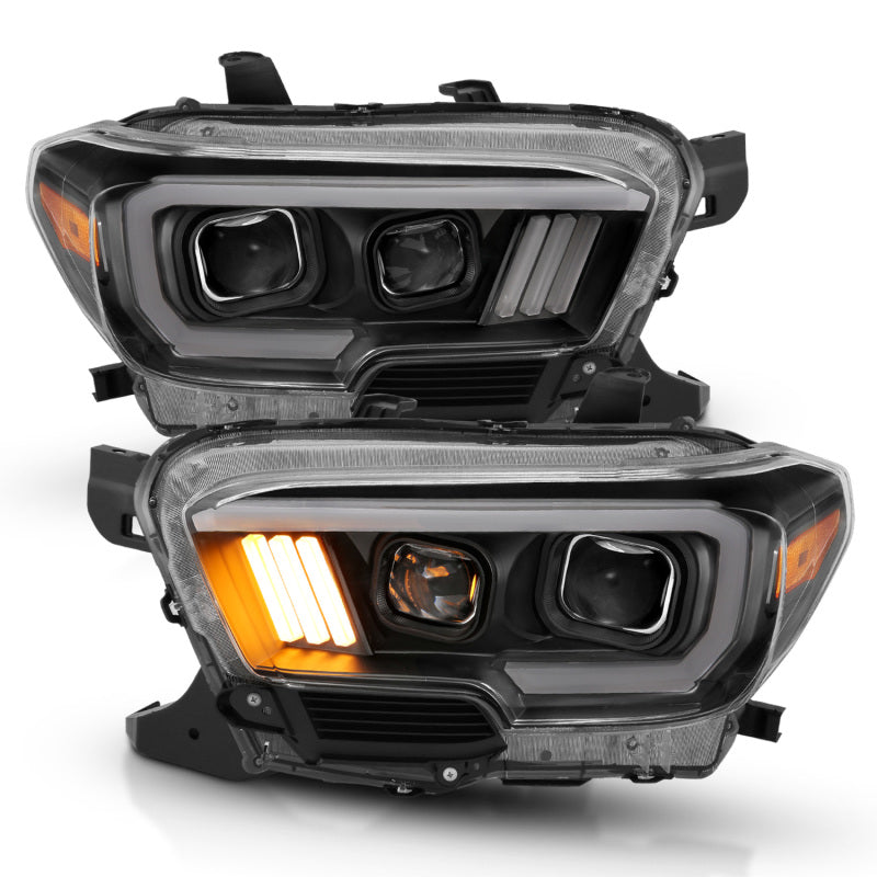 ANZO 2016-2017 Toyota Tacoma Projector Headlights with Plank Style Design, Black Housing and Amber Accents