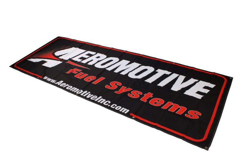 Aeromotive Banner - 32in x 92in Black and Red Fabric with Metal Eyelets