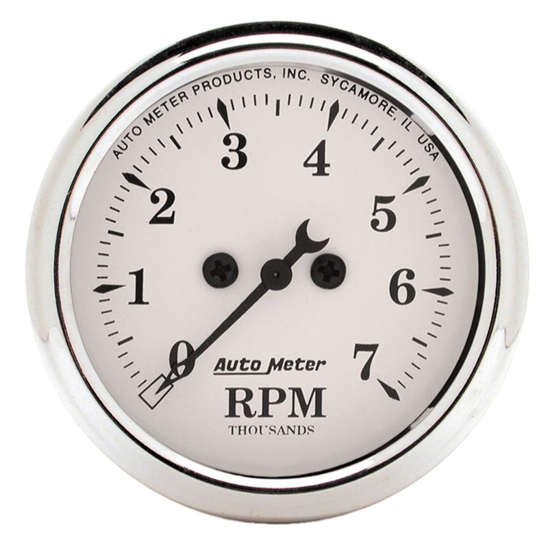 AutoMeter Mechanical Oil Pressure Gauge 2-1/16 inch Old Tyme White for Automotive Engines