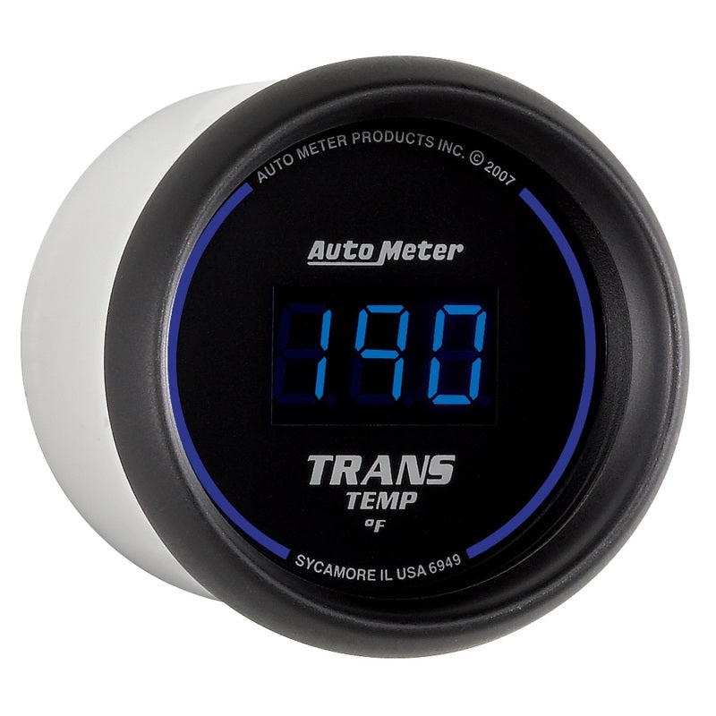 AutoMeter 52.4mm Black Digital Transmission Temperature Gauge with NPT Sensor and Wiring Harness