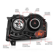 Load image into Gallery viewer, ANZO 2008-2010 Jeep Grand Cherokee Projector Headlights with Halo - Black Housing, CCFL, Pair