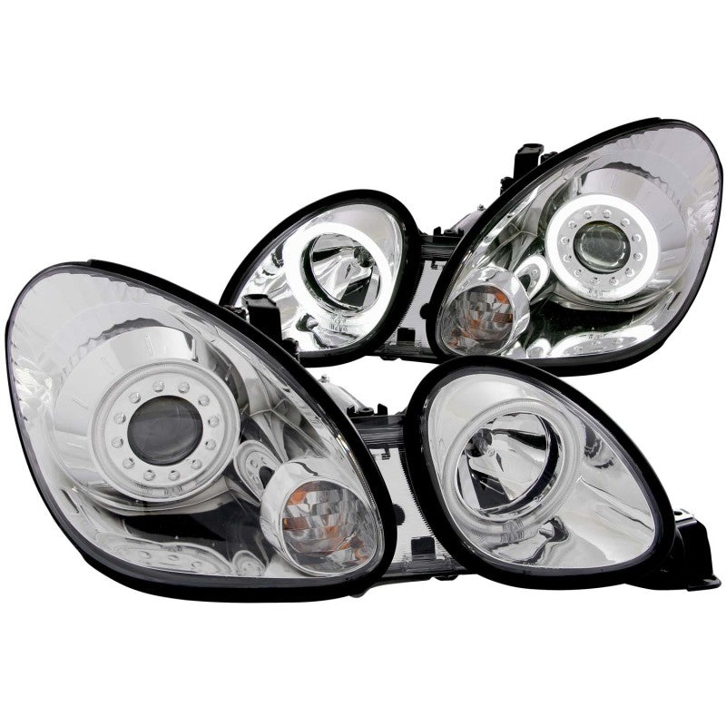 ANZO 1998-2005 Lexus GS300 & GS430 Projector Headlights with Halo, Chrome Housing, Clear Lens, Pair
