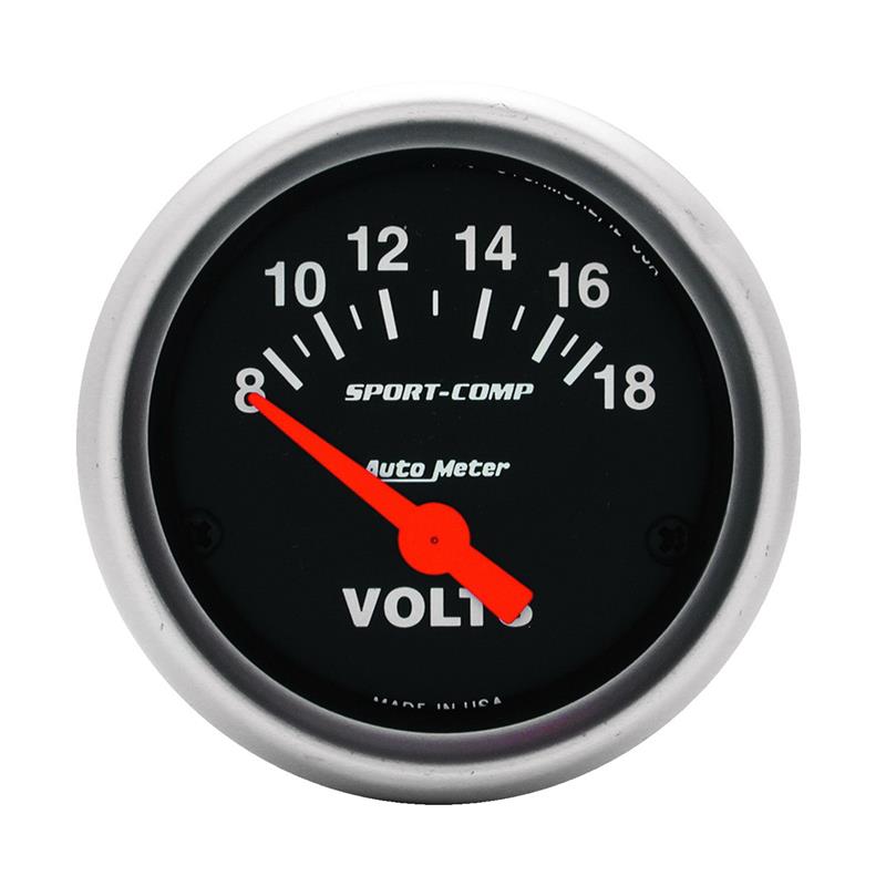 AutoMeter Sport-Comp 52mm Electronic Voltmeter Gauge (Part Number ATM3391)