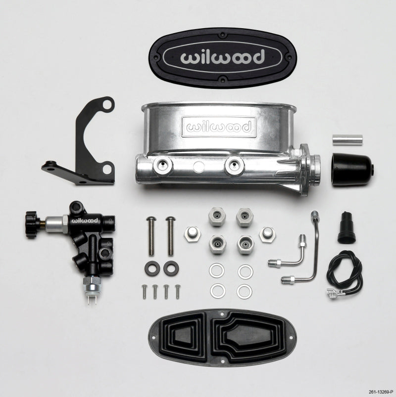 Wilwood HV Tandem Master Cylinder Kit with Combination Proportioning Valve * 1 Inch Bore, Ball Burnished Finish