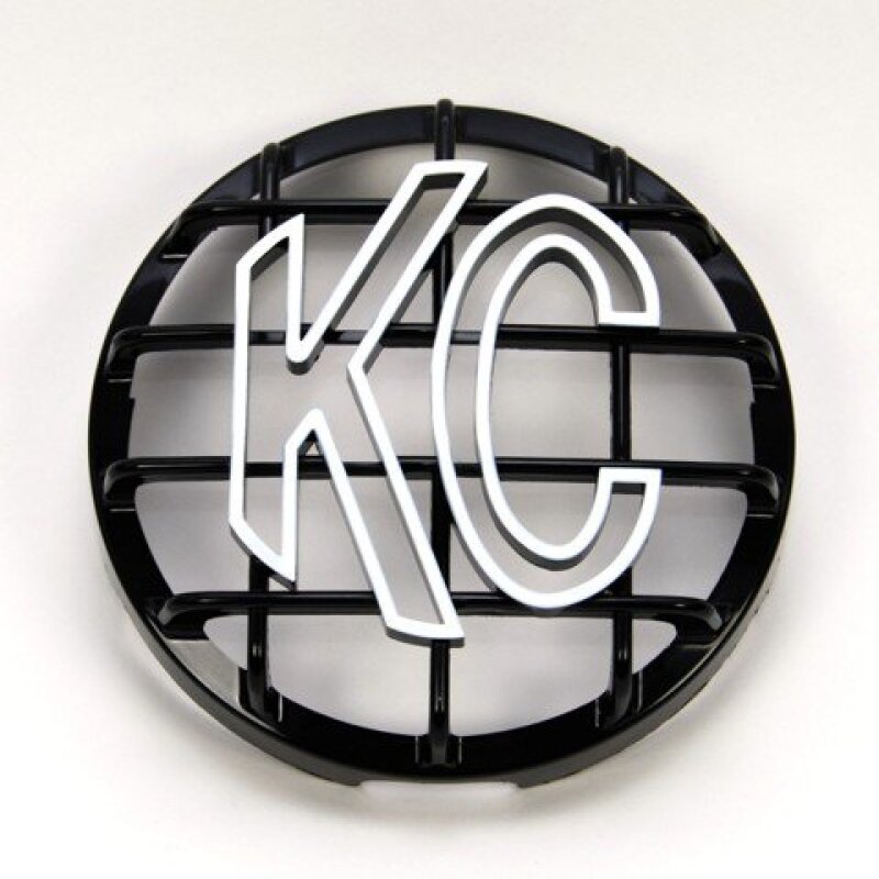 KC HiLiTES 6-inch Round ABS Stone Guard for SlimLite, Daylighter, and Pro-Sport Series Lights - Black with White KC Logo
