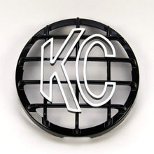Load image into Gallery viewer, KC HiLiTES 6-inch Round ABS Stone Guard for SlimLite, Daylighter, and Pro-Sport Series Lights - Black with White KC Logo