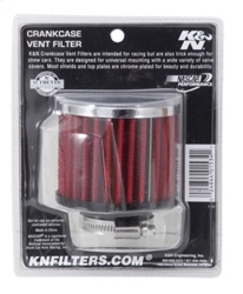 K&N Engineering 62-1440 Crankcase Vent Filter with Chrome Top and Black Rubber Base