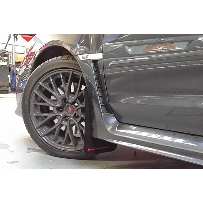 Rally Armor 15-21 Subaru WRX/STI Red UR Mud Flap with White Logo - Durable Polyurethane Design