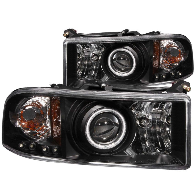 ANZO 1994-2001 Dodge Ram Projector Headlights with Halo Black Housing – Pair