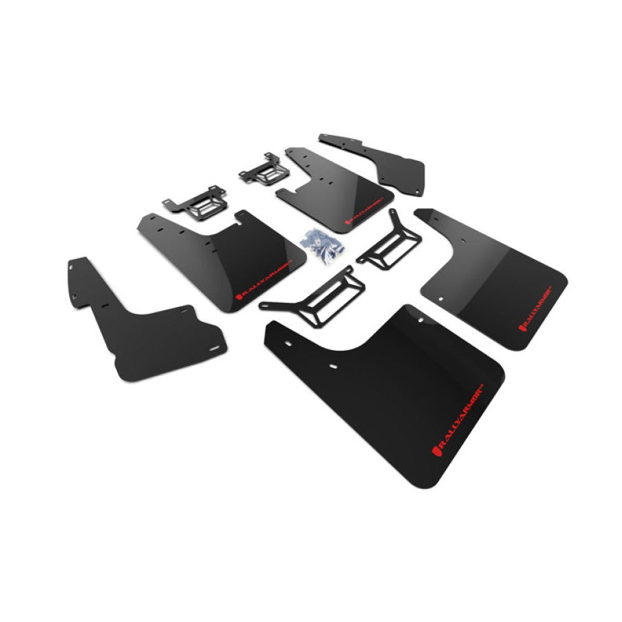 Rally Armor UR Series Polyurethane Mud Flaps for Toyota 4Runner – Black with Red Logo, Part Number RALMF48-UR-BLK/RD