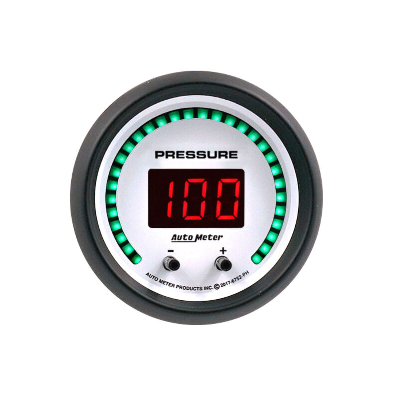 AutoMeter Phantom Elite Digital Fluid Pressure Gauge 52.4mm - 0-1600 PSI / 0-110 BAR with Dual Readings and Custom Alarms