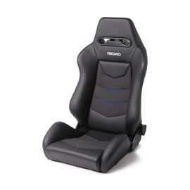 Recaro Speed V Driver Seat with Black Leather and Blue Suede Accent - Part Number rec7227110.1.3170