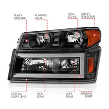 Load image into Gallery viewer, ANZO 04-12 GM Colorado/Canyon/i-Series Crystal Headlights with Light Bar - Black Housing, 4-Piece Set