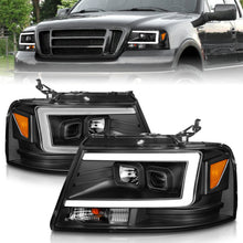 Load image into Gallery viewer, ANZO 2004-2008 Ford F-150 Projector Headlights with Light Bar, Black Housing - Pair