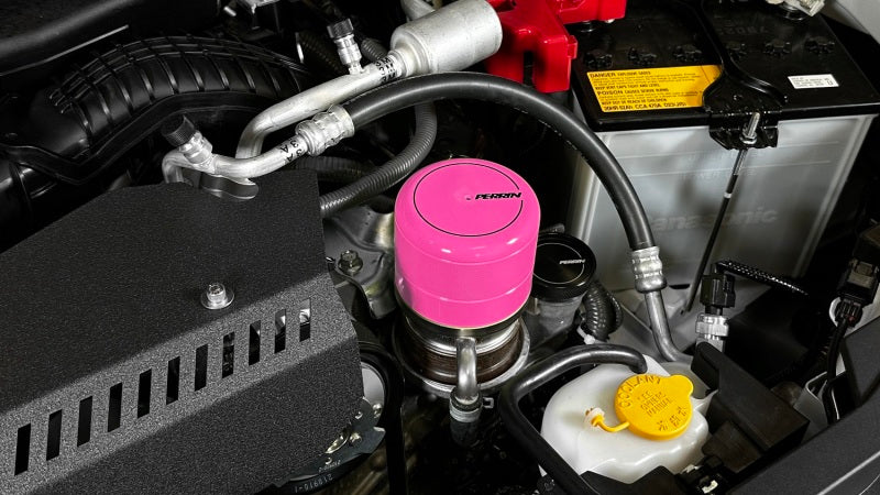 Perrin Performance Hyper Pink Oil Filter Cover for Subaru WRX and BRZ/FR-S/86/GR86 (Part number: perPSP-ENG-716HP)