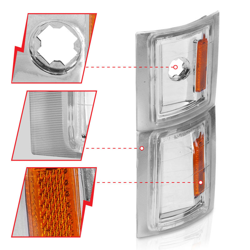 ANZO Chevrolet C/K Series Cornering Light Assembly with Clear Lens and Amber Reflector
