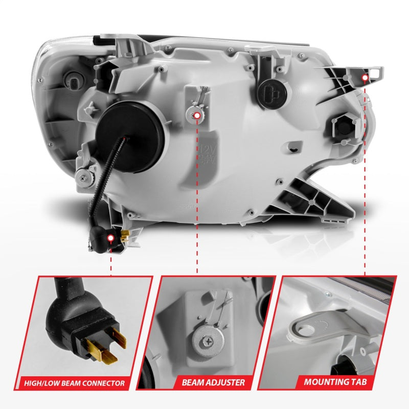 ANZO 12-15 Toyota Tacoma Projector Headlights with Light Bar Switchback Black Housing